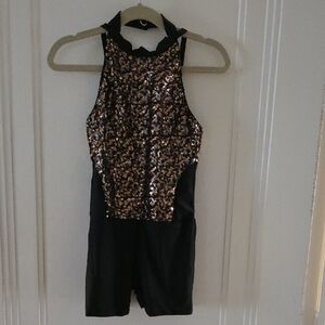 Revolution Black and Gold Sequin Kids Dance Costume